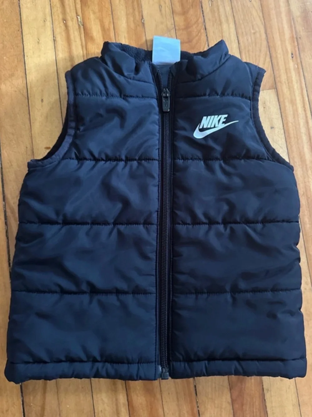Nike Black Kids Puffer Vest with White Logo